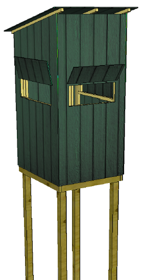 SketchUp drawing of a compact 4x4 modular deer stand concept