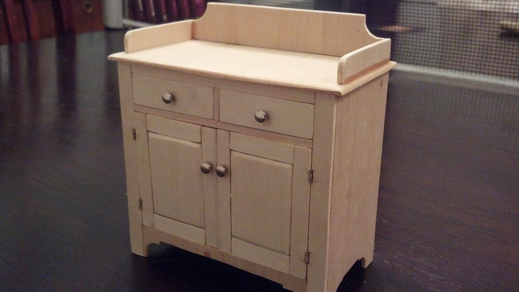 dry sink built to scale with no finish applied