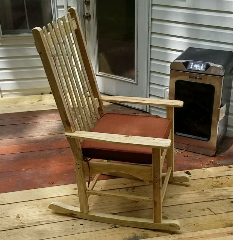 Outdoor rocking chair on a porch