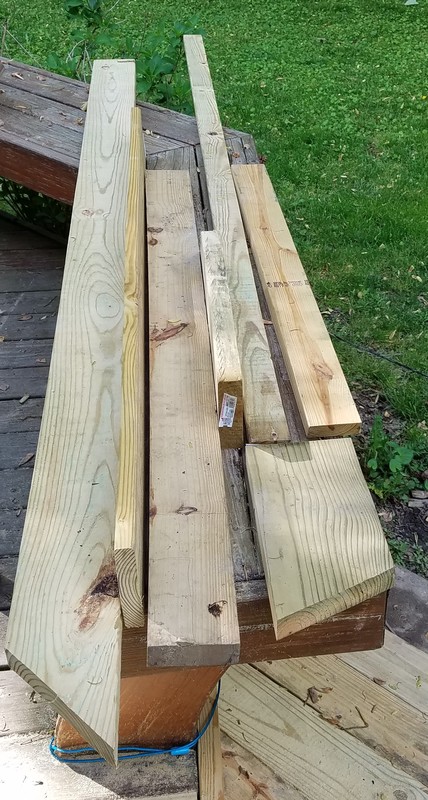 Pressure treated scrap lumber used to make a rocking chair