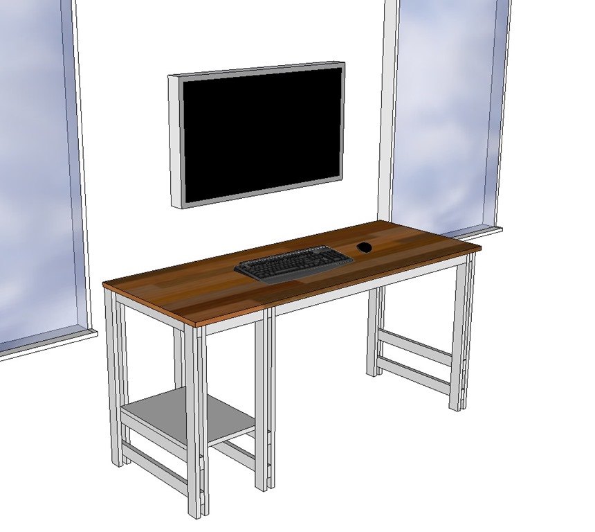 SketchUp model of the single sheet plywood desk