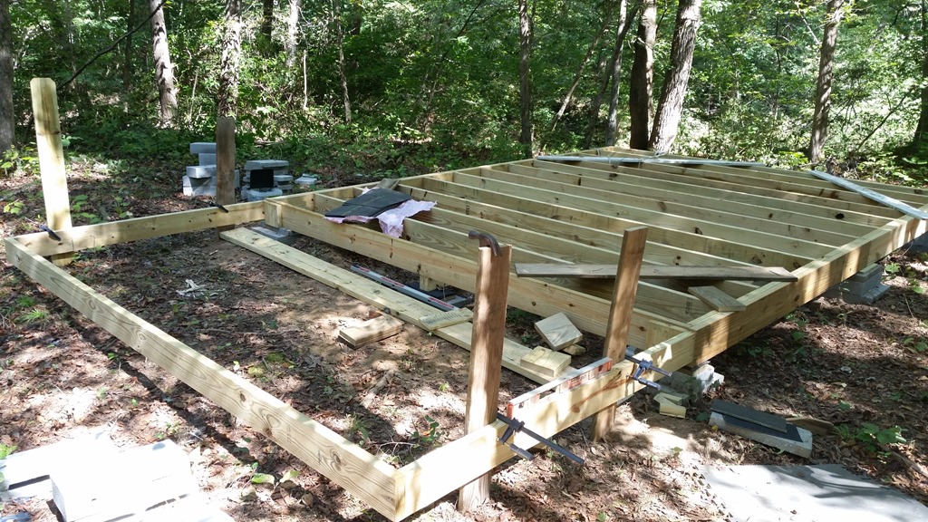 Foundation and deck framing for the cabin