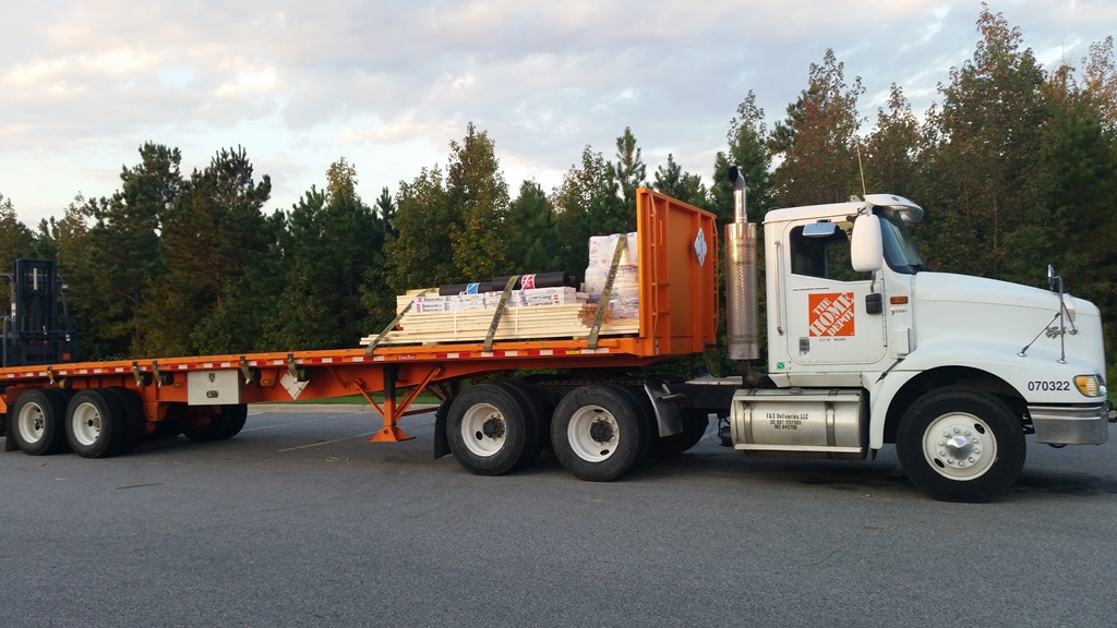 Home Depot delivery truck bringing materials