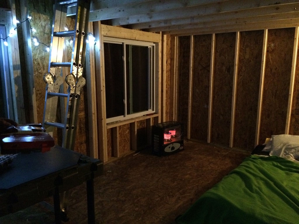 Tiny cabin closed in enough for sleeping