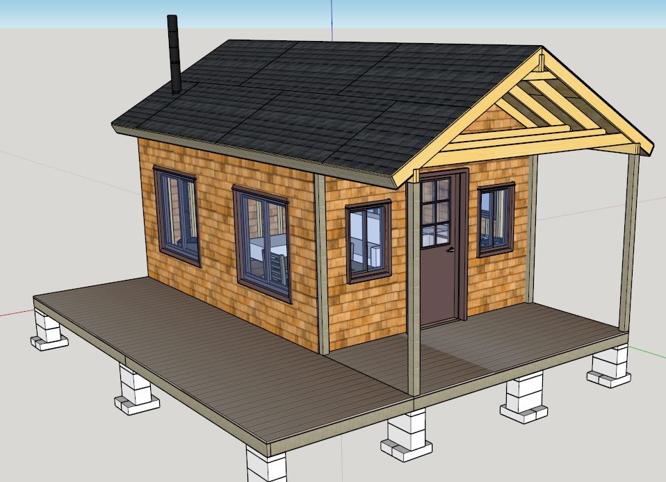 SketchUp design for the tiny cabin